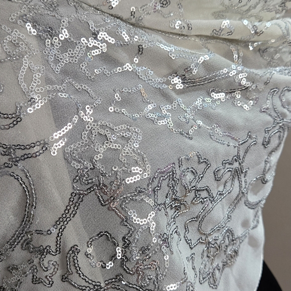 Cejon Off White Sheer Silver Sequin Scarf Wrap Shawl - Picture 15 of 15